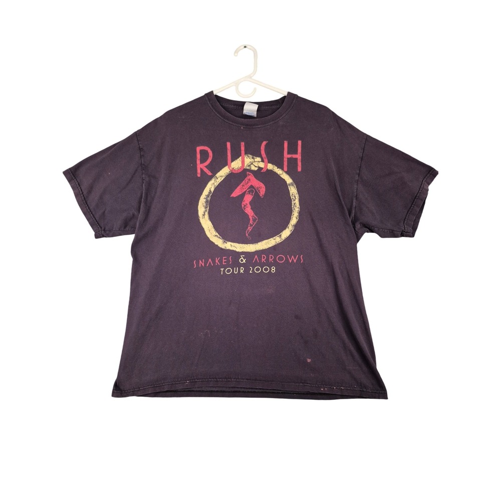 Rush Snakes & Arrows Tour 2008 Graphic T-Shirt Mens XL Faded Black Rock Band Tee